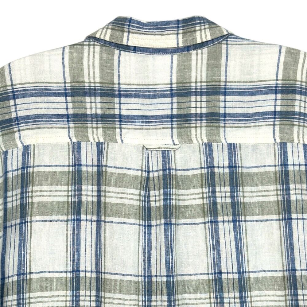 Lucky Brand Men’s Linen Shirt Plaid Short Sleeve Button Up XL - Picture 12 of 13
